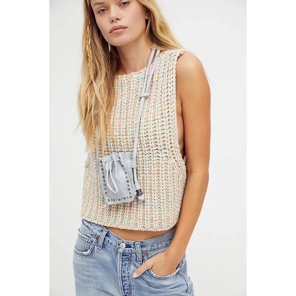 Free People Hoopla Knit V-Back Sweater Vest In Tropical Fruit Combo, S, Nwt, $78